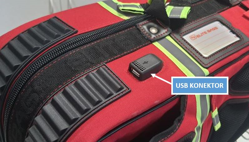 Záchranářský voděodolný batoh brašna s USB portem EMERAIRS Tarpaulin 36l. USB konektor na boku